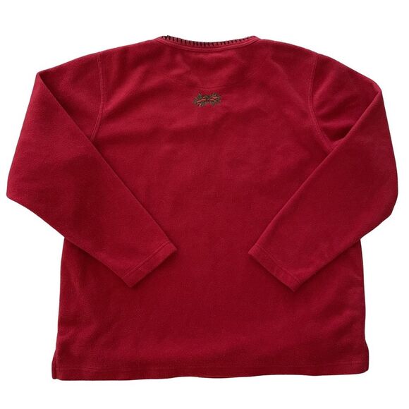 Vintage Cathy Daniels Christmas Kitty Cat Fleece Pullover Red Size Large - Picture 2 of 7